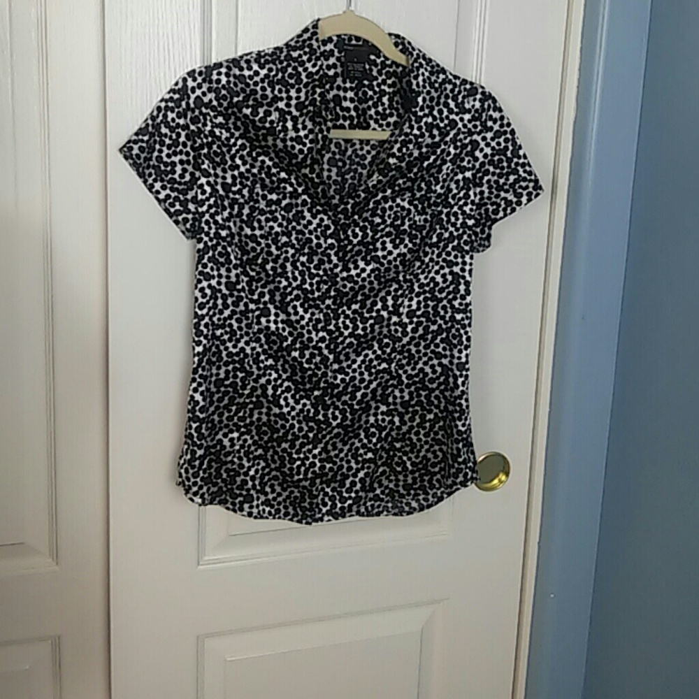 BCBG MaxAzria black polka dot blouse